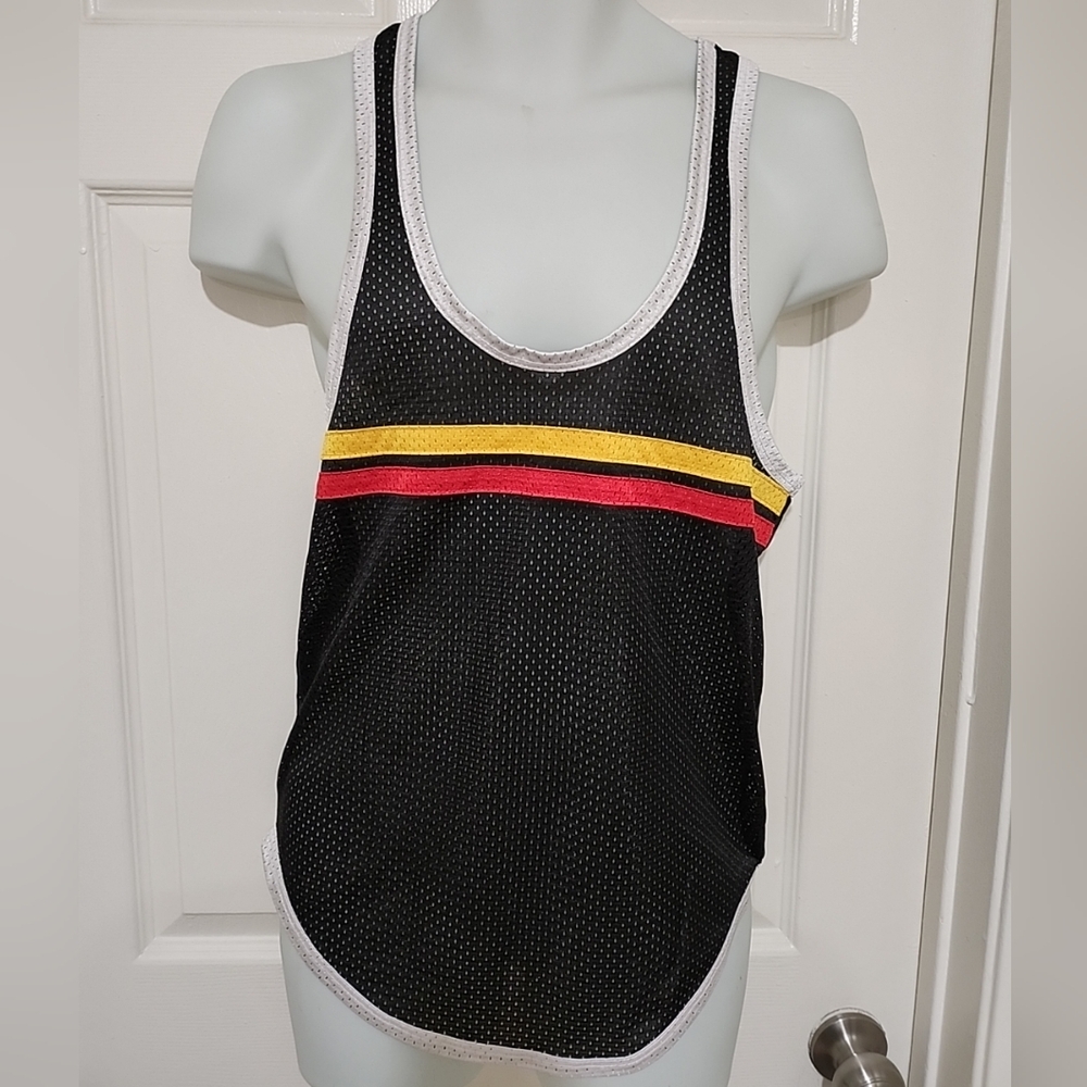 Pistol Pete Black Mesh Stripe Tank Top Size Small